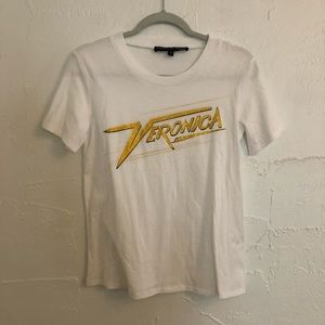 Veronica Beard Logo Studded Rhinestone Cotton Graphic T-shirt Retro XS